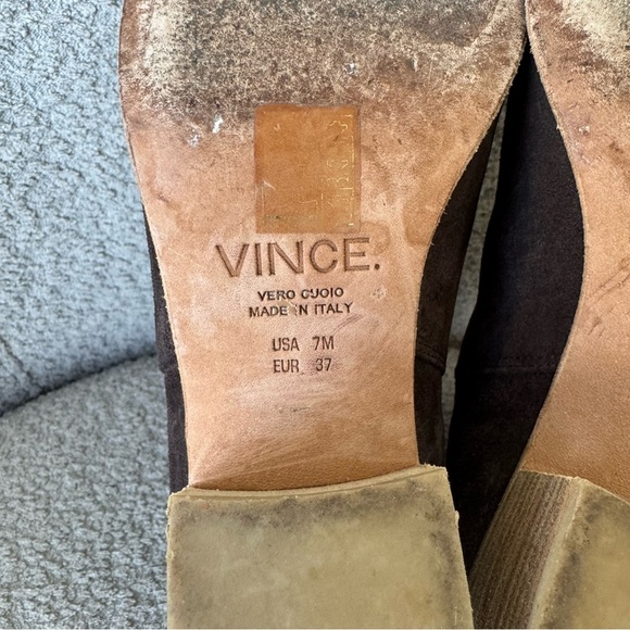 VINCE Harriet Dark Brown Suede Ankle Booties with Block Heel Size 7 - Picture 11 of 11